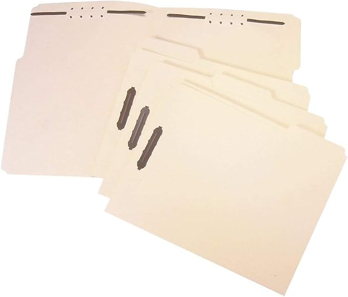Staples Reinforced Fastener Folders, Letter, Manila, 50/Box