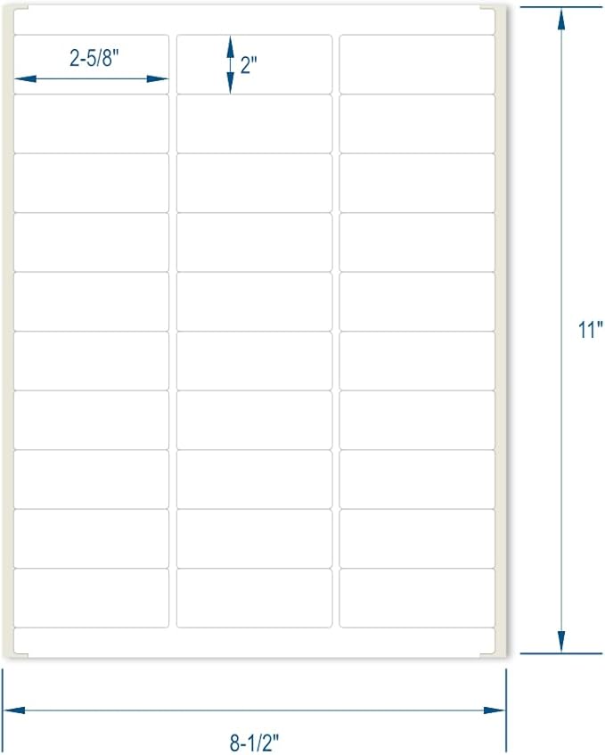 Printable Address Labels for Laser & Inkjet Printers Blank Mailing Labels 30 Labels per Sheet 2.625 x 1 Inch (15000/500 Sheets)