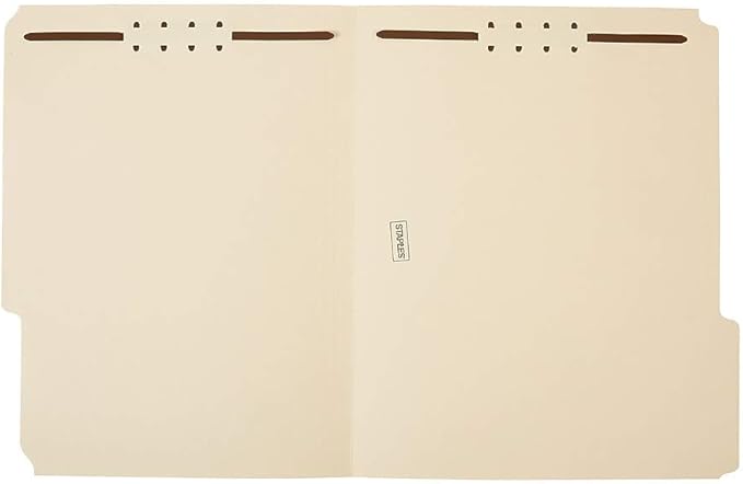 Staples Reinforced Fastener Folders, Letter, Manila, 50/Box