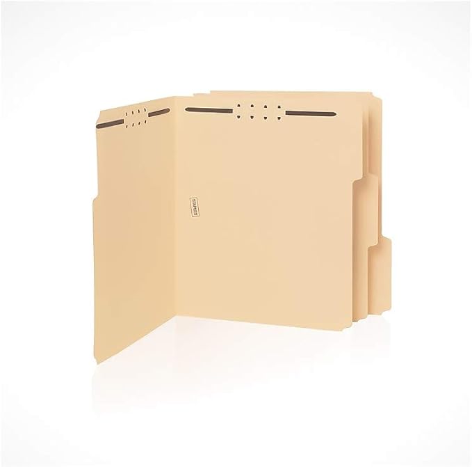 Staples Reinforced Fastener Folders, Letter, Manila, 50/Box