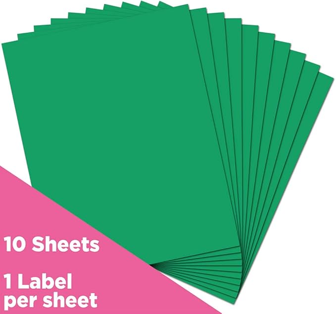 JAM PAPER Full Sheet Shipping Labels - Printable Sticker Paper - 8 1/2 x 11 - Green - 10 Full Pages/Pack
