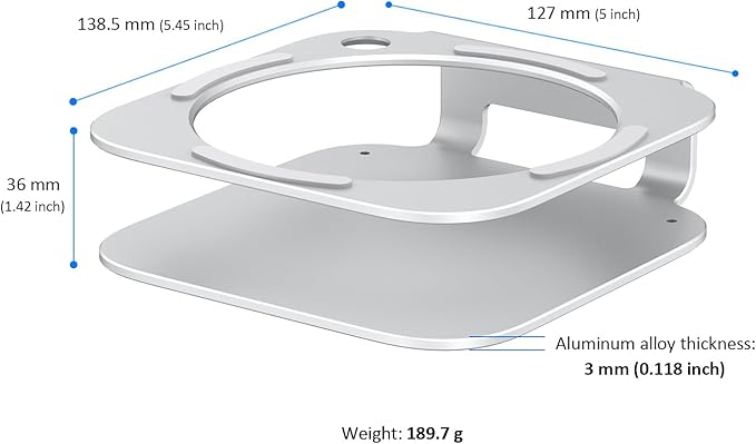 Mac mini M4 Dock Stand, Aluminum Desktop Stand Mount for New Mac mini M4 and M4 Pro, Improved Cooling, Easy Power Button Access & Desk Organization – Essential Mac mini M4 Accessories