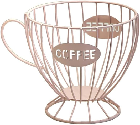 Coffee Pod Holder Large Capacity Coffee Pod Storage Metal Kitchen Countertop Organizer for Home Office Pink