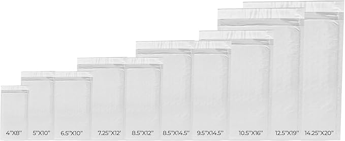 500-Pack Waterproof Poly Bubble Mailers 14.1/4 x 20 - Thick, Durable, Instant Seal Envelopes with Strong Adhesive - Protective Shipping Mailers for Jewelry, Cosmetics, SD Cards, USB Cables