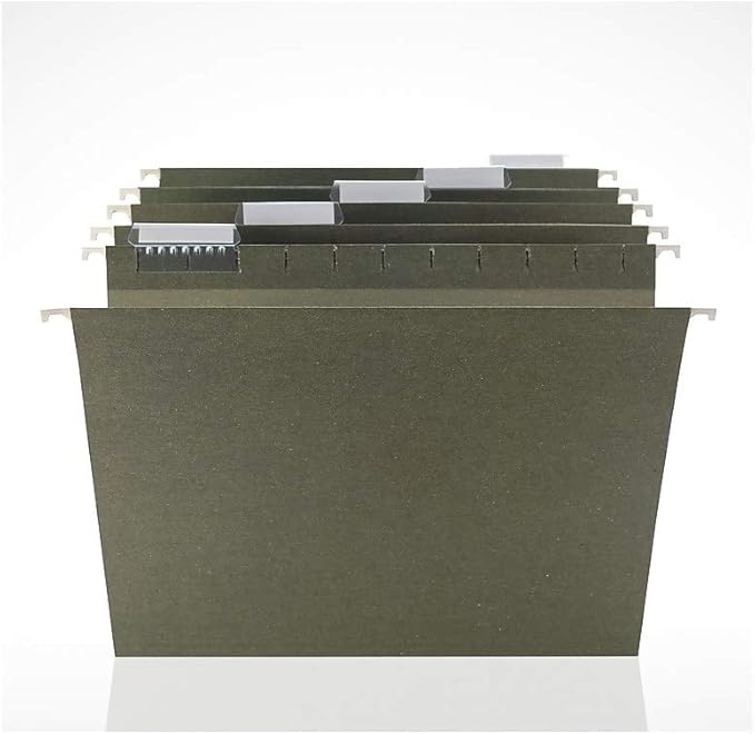 Staples Hanging File Folders, 1/5-Cut Tab, Letter Size, Includes Tabs & Paper Inserts, Perfect for Home, Office, Classroom, 25-Pack, Green
