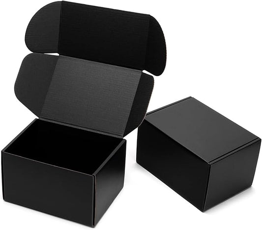 7x5x4 Inches Black Shipping Boxes 25 Pack - Corrugated Cardboard Mailing Box for Small Business, Tab Locking Literature Mailer for Packing Jewelry Ornament Gift Craft Packaging Supplier