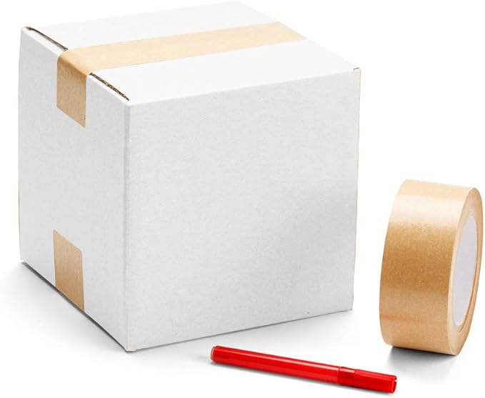 PETAFLOP Shipping Boxes 4x4x4 White Cardboard Box Kraft Corrugated Small Mailing Boxes, 25 Pack