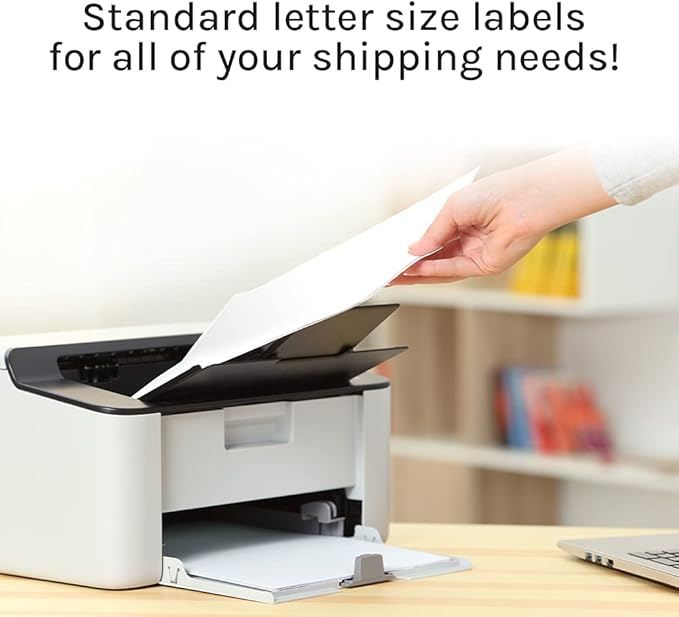 Premium Label Supply White Sticker Full Sheet Shipping Labels – 8.5" x 11" – Laser/Inkjet Compatible – (1 per Sheet), 25 Sheets - Letter Size