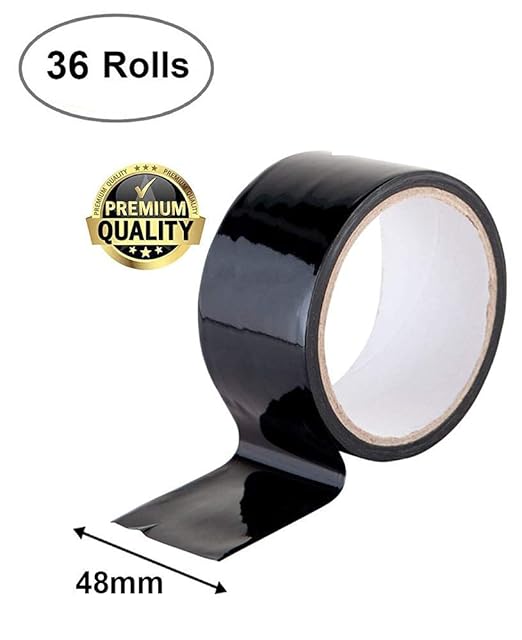 ABC Carton Sealing Tape 1.89 Inches Wide x 109.36 yd Length. 36 Rolls of Black Moving Tape for Boxes. Box Tape for Moving, Packing, Shipping, and Mailing. 2 mil Thick Acrylic Shipping Tape Rolls