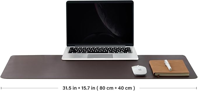 Leather Desk Mat - Non-Slip PU Desk Pad for Office and Home - Desk Organization and Accessories - Ideal for Large Mouse Pad and Desk Mats on Top of Desks (Coffee,31.5"x 15.7")