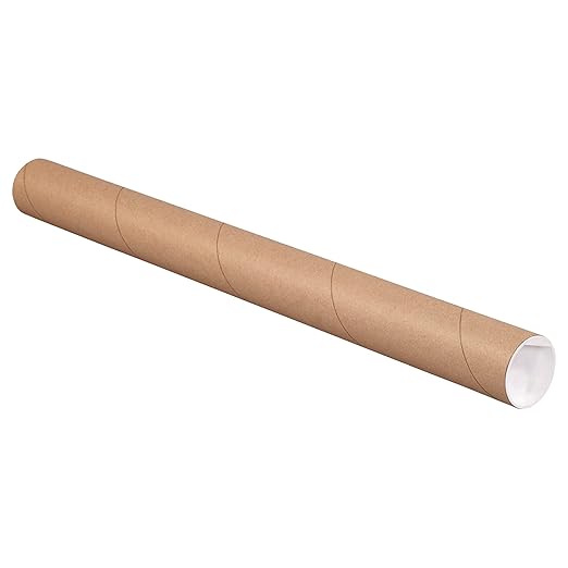 AVIDITI Mailing Tubes with Caps, 2"L x 22"W, 50-Pack | Cardboard Tube Mailer for Poster Box, Blueprint, Teachers, Artwork, Long Art Holder 2x22