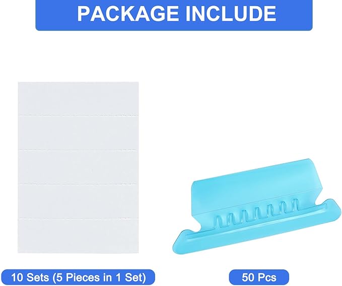 uxcell Hanging File Folder Tabs, 2 Inch Insertable Tabs and Inserts Plastic Clear File Organizer Labels Filing for Folder Quick Identification, Blue, 50 Pcs