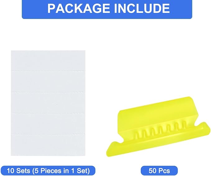 uxcell Hanging File Folder Tabs, 2 Inch Insertable Tabs and Inserts Plastic Clear File Organizer Labels Filing for Folder Quick Identification, Yellow, 50 Pcs