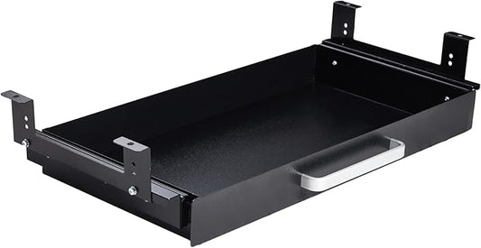 Under Desk Drawer Organizer 21" Black Upgraded with Adjustable Brackets, Sliding Pull-Out Under Table Pencil Drawer, Office Standing Desk Attachment for Workbench