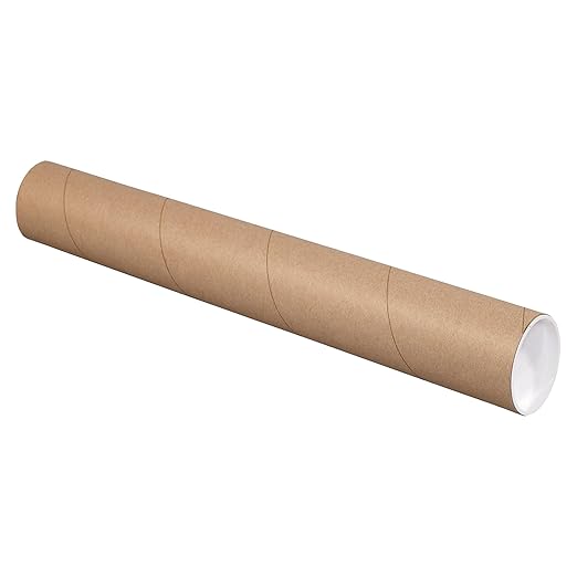 PARTNERS BRAND Cardboard Tubes with Caps, 12"L x 4"W x 4"H, Pack of 24 | Poster Tube for Mailing and Storage of Blueprints, Artwork, Crafts, Long Art Holder, 12 inches