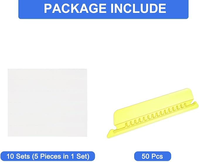 uxcell Hanging File Folder Tabs, 4 Inch Insertable Tabs and Inserts Plastic Clear File Organizer Labels Filing for Folder Quick Identification, Yellow, 50 Pcs