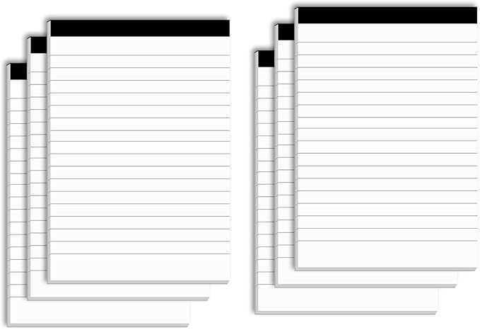 Notepads for Daily Planning and Organization of Work – 4 x 6-inches Ruled Pages – Thick Bright White Paper – 30 Pages – Note Pads Lined Papers – Pack of 6