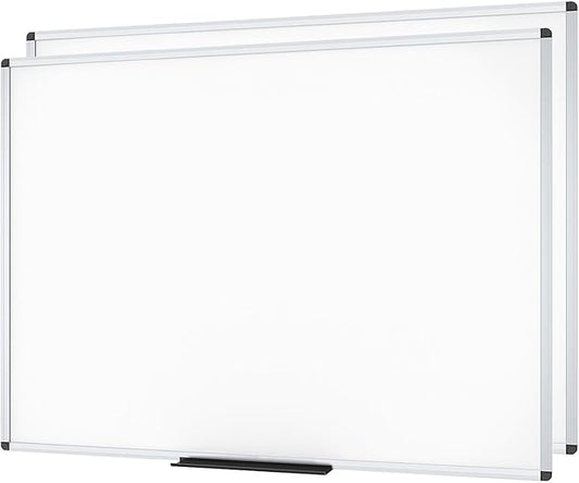 VIZ-PRO Large Magnetic Dry Erase White Board for Wall, 60 X 36 inches, Pack of 2, 5' x 3' Aluminum Framed Whiteboard with Marker Tray for School Office Home