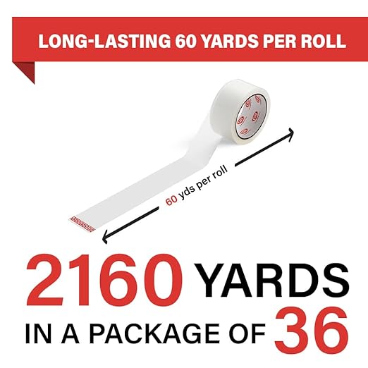 Simply Cool Packing Tape 36 Pack, Heavy Duty Packaging Tape for Shipping, Moving Boxes, Sealing, Mailing & Storage – Strong 1.88” Wide x 60 Yards Per Refill Roll, 2160 Yards Total