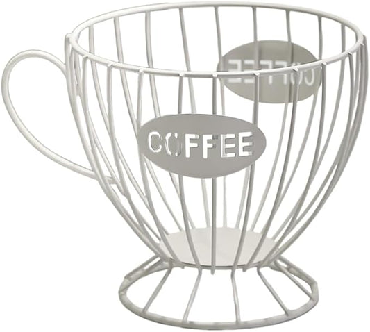 Coffee Pod Holder Large Capacity Coffee Pod Storage Metal Kitchen Countertop Organizer for Home Office White