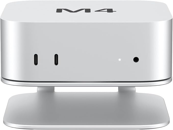 Mac mini M4 Dock Stand, Aluminum Desktop Stand Mount for New Mac mini M4 and M4 Pro, Improved Cooling, Easy Power Button Access & Desk Organization – Essential Mac mini M4 Accessories