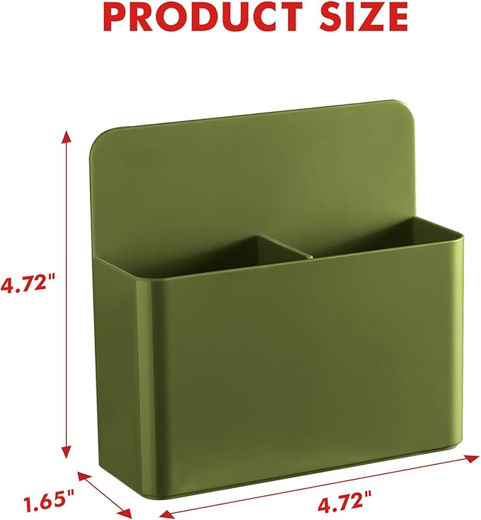 BEYGORM 2 Pack Plastic Magnetic Pen Holder for Refrigerator, Dry Erase Marker Holder for Whiteboard，Magnet School Locker Organizer Accessories, Pencil Cup, Pen Caddy (Army Green)