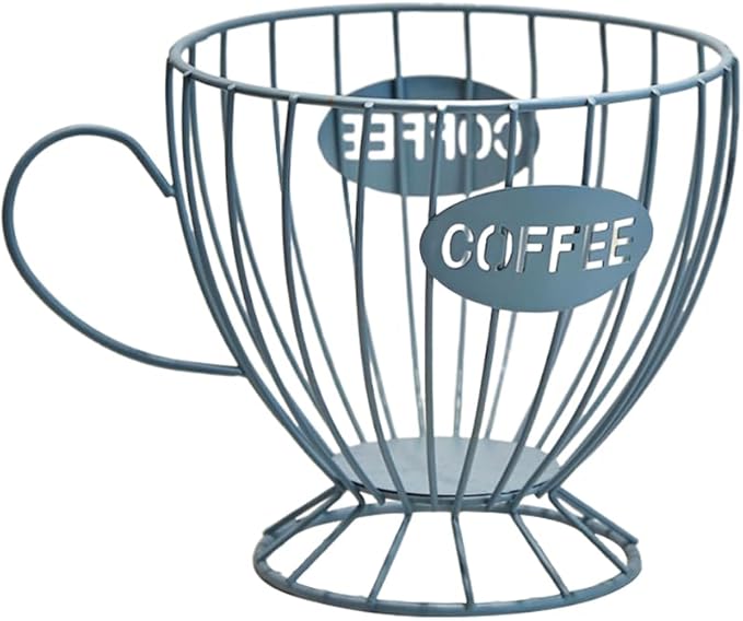 Coffee Pod Holder Large Capacity Coffee Pod Organizer Cup Shape Metal Kitchen Countertop Organizer for Home Office Blue