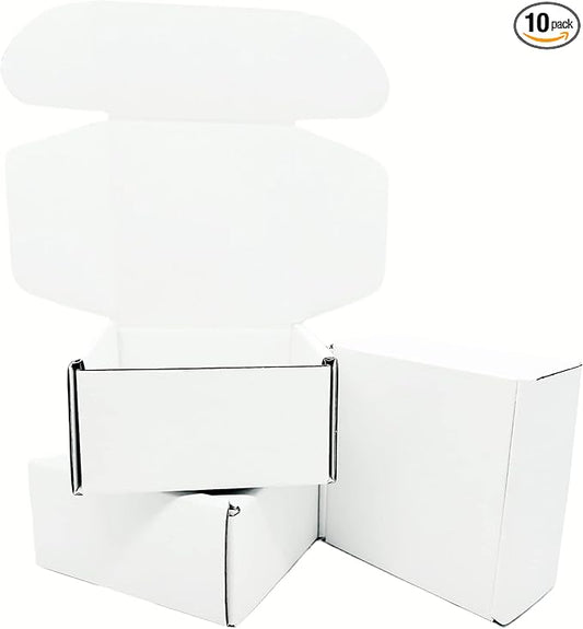 4x4x2 inch Small White Mailers Boxes Recyclable Corrugated Gift Box for Packaging Shipping Set of 10