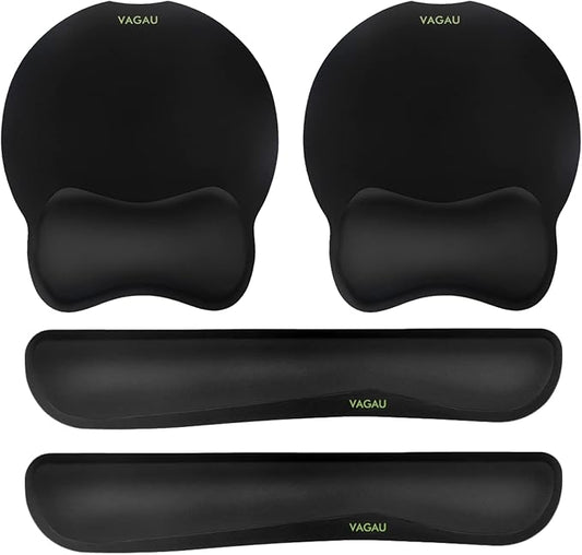 VAGAU Premium Keyboard Wrist Rest and Mouse Pad Wrist Support, Ergonomic Memory Foam Set for Office, Laptop, Mac, Computer and Gaming, Comfortable Typing &Wrist Pain Relief (2 Pack)