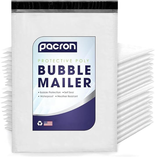 500-Pack Waterproof Poly Bubble Mailers 12.5 x 19 - Thick, Durable, Instant Seal Envelopes with Strong Adhesive - Protective Shipping Mailers for Jewelry, Cosmetics, SD Cards, USB Cables