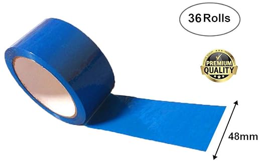 ABC Carton Sealing Tape 1.89 Inches Wide x 54.68 yd Length. 36 Rolls of Blue Moving Tape for Boxes. Box Tape for Moving, Packing, Shipping, and Mailing. 2 mil Thick Acrylic Shipping Tape Rolls