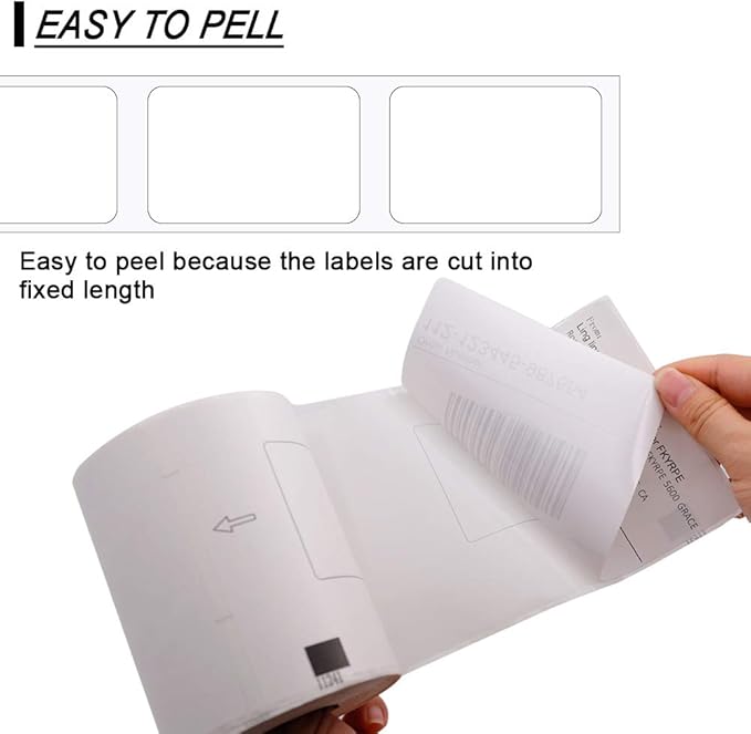 Label KINGDOM Replace for Brother DK-1241 Die-Cut 4" x 6" Large Shipping White Paper Labels (102 mm x 151 mm) 200/ Roll DK Labels for QL-1110NWB Printer (4 Rolls + 1 Detachable Frame)