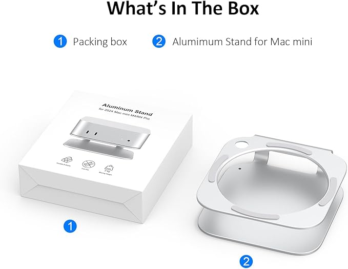 Mac mini M4 Dock Stand, Aluminum Desktop Stand Mount for New Mac mini M4 and M4 Pro, Improved Cooling, Easy Power Button Access & Desk Organization – Essential Mac mini M4 Accessories