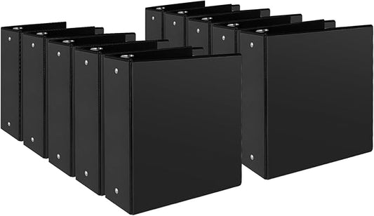3" 3 Ring Binder, Standard 3-Inch Round Ring Binder Fit Letter Size Paper, Presentation View Binders, 10 Packs, Black