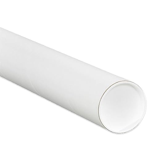 AVIDITI Cardboard Tubes with Caps, 12"L x 2"W x 2"H, Pack of 50 | Poster Tube for Mailing and Storage of Blueprints, Artwork, Crafts, Long Art Holder, 12 inches