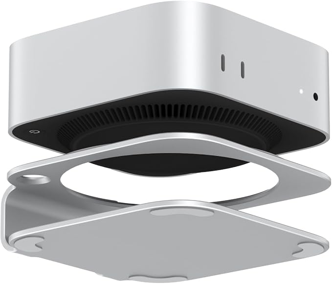 Mac mini M4 Dock Stand, Aluminum Desktop Stand Mount for New Mac mini M4 and M4 Pro, Improved Cooling, Easy Power Button Access & Desk Organization – Essential Mac mini M4 Accessories