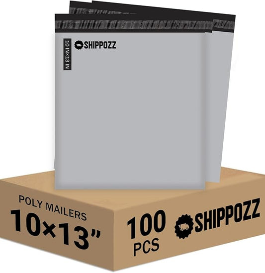 10x13 Poly Mailers 100 Pack, Durable Waterproof Polymailers for Shipping Clothes, Self Seal Mailing Bags for Small Business Packaging Supplies, Mailing Envelopes for Books, and Accessories