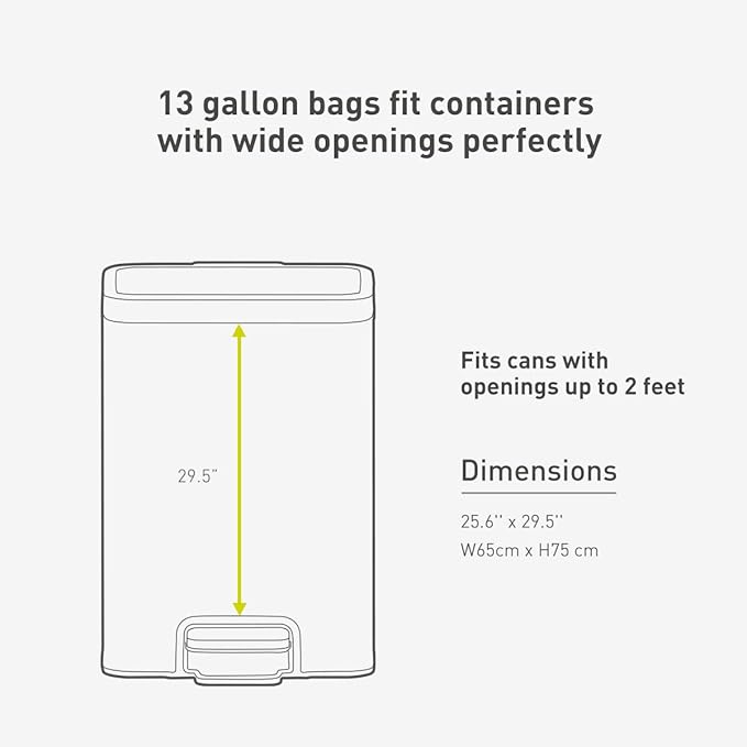 EKO 13 Gallon / 40-60 Liter, 60 Count Drawstring Trash Bags, Extra-Strong Unscented Garbage Bags, Easy-Dispense Roll for Kitchen & Household Use, Leak-Resistant, Code F, White