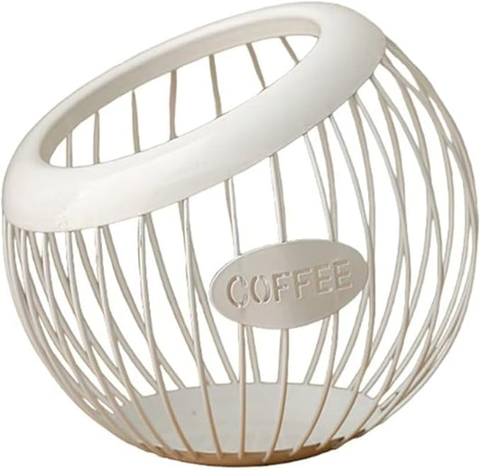 Coffee Pod Holder Large Capacity Coffee Pod Storage Metal Kitchen Countertop Organizer for Home Office White A