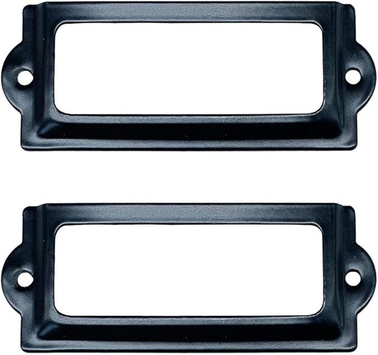 [24 Pack] Black Office Library File Drawer Cabinet Card Tag Label Holder Metal Frame 83mm x 30mm