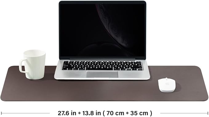 Leather Desk Mat - Non-Slip PU Desk Pad for Office and Home - Desk Organization and Accessories - Ideal for Large Mouse Pad and Desk Mats on Top of Desks (Coffee,27.6"x 13.8")
