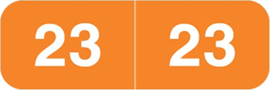 2023 MINI Year Stickers, Doctor Stuff 2023 Chart Stickers, Orange Colored, Ames Small Style, USA Made Year Stickers for End Tab File Folders, 500/Roll, 1 Roll, 1/2" x 1-1/2"