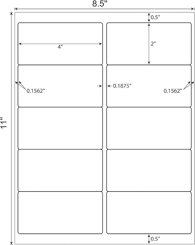 MPRT 2" x 4" Shipping Address Labels 5000 Label Stickers Paper for Laser & Inkjet Printer 10 per Page Printable Mailing Labels - Matte, 500 Sheets