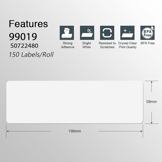 BETCKEY Colored Labels Compatible with Dymo 99019 (2-5/16" x 7-1/2") for Files, Folder and Binders, Compatible for Dymo LabelWriter Thermal 450, 4XL & Zebra Desktop Printers [6 Rolls, 900 Labels, Red]