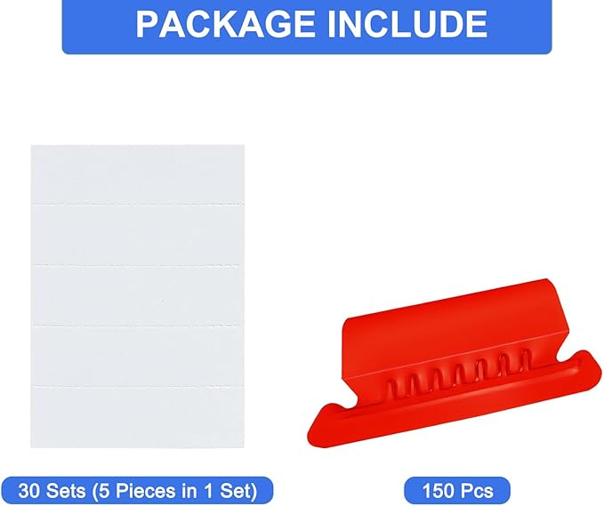 uxcell Hanging File Folder Tabs, 2 Inch Insertable Tabs and Inserts Plastic Clear File Organizer Labels Filing for Folder Quick Identification, Red, 150 Pcs