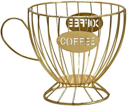 Coffee Pod Holder Large Capacity Coffee Pod Storage Metal Kitchen Countertop Organizer for Home Office Gold