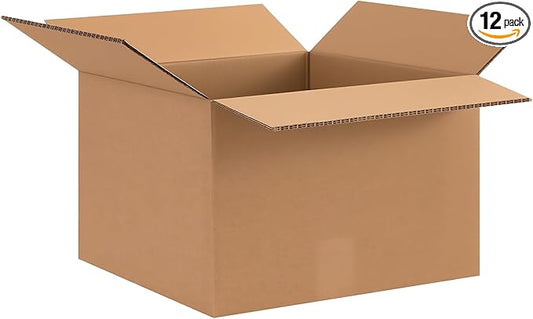 Double Wall Corrugated Cardboard Boxes for Moving(12 Pack), 20" x 15" x 20" Heavy Duty Large Packing Boxes Durable for Packing,Business,Storage (Large-No Handle)