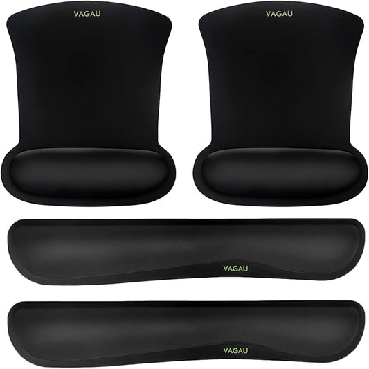 VAGAU Premium Keyboard Wrist Rest and Mouse Pad Wrist Support, Ergonomic Memory Foam Set for Office, Laptop, Mac, Computer and Gaming, Comfortable Typing &Wrist Pain Relief (2 Pack)