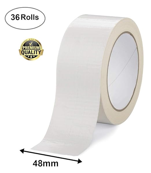 ABC Carton Sealing Tape 1.89 Inches Wide x 54.68 yd Length. 36 Rolls of White Moving Tape for Boxes. Box Tape for Moving, Packing, Shipping, and Mailing. 2 mil Thick Acrylic Shipping Tape Rolls