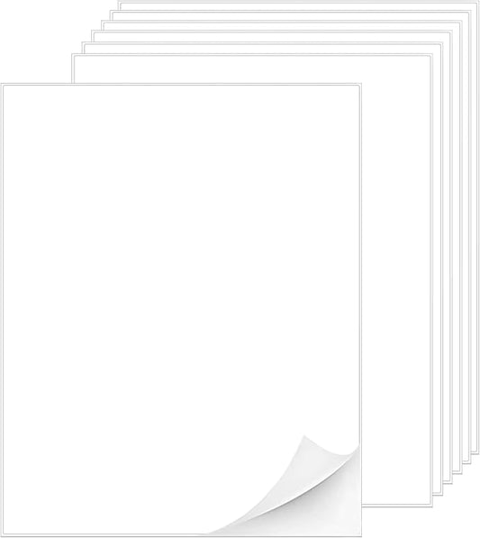 Printable White Sticker Labels, 500 Sheets 8.5" x 11" Full Sheet Label Stickers Paper for Laser & Inkjet Printer - Matte, 500 Labels